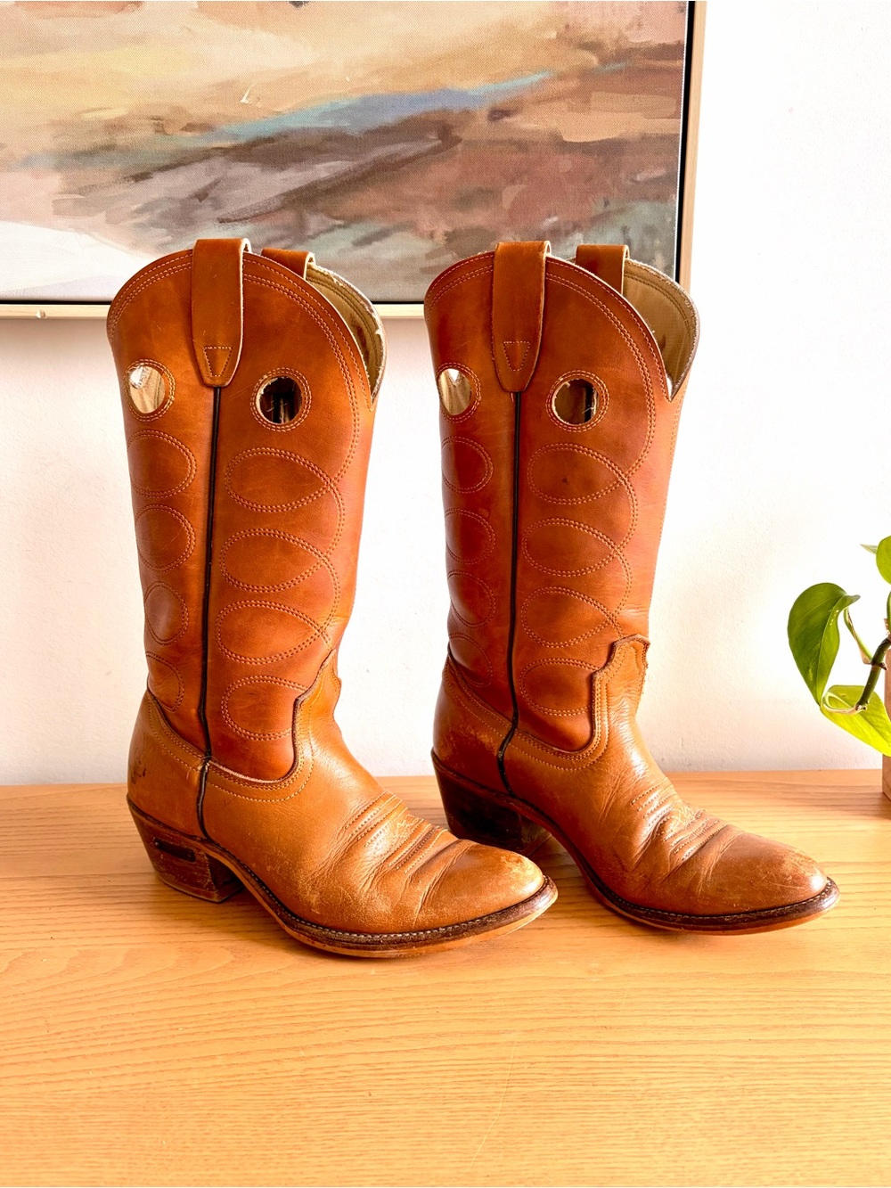 Vintage Wild Country Brown Leather Cowgirl Boots Women’s Size 8 Western